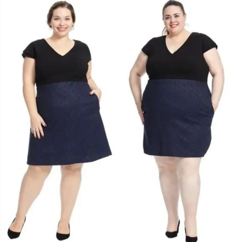 Hutch Lace Navy And Black Twofer Dress, women plus size 16W